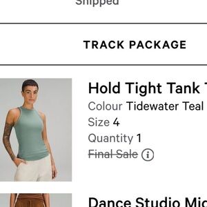 Lululemon hold tight tank top size 4